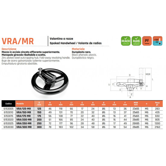 VRA/150 MR Három küllős kézikerék - D150