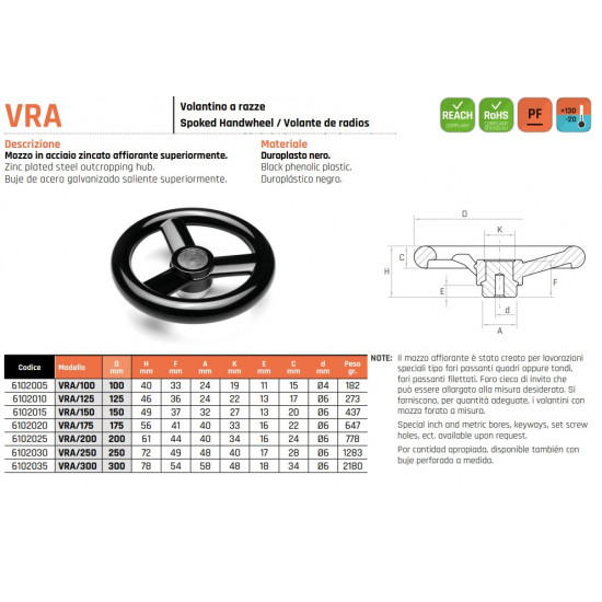 VRA/250 Három küllős kézikerék - D250