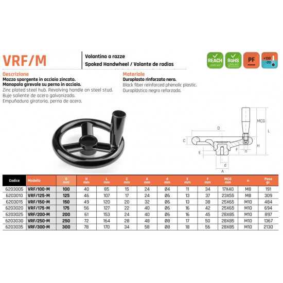 VRF/175 M Három küllős kézikerék - D175