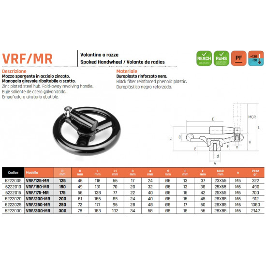 VRF/200 MR Három küllős kézikerék - D200