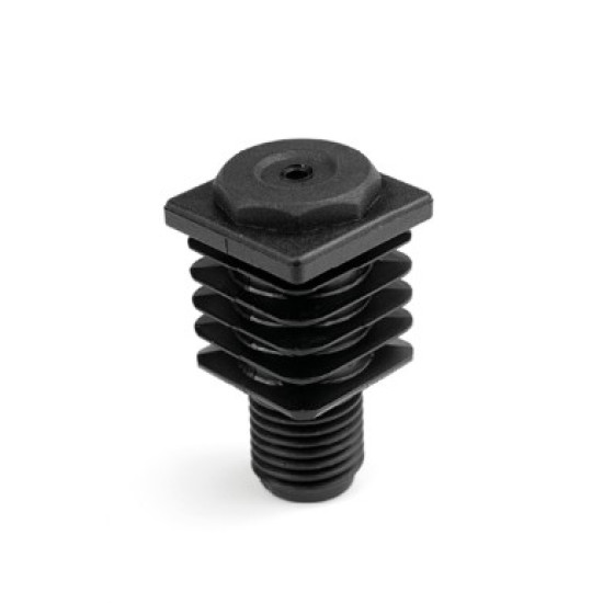 Állítható láb 20x20mm-es zártszelvényhez, M10 menettel. 1,5-2mm falvastagsághoz.