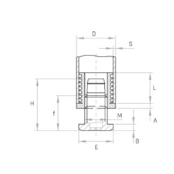 Állítható láb 20x20mm-es zártszelvényhez, M10 menettel. 1,5-2mm falvastagsághoz.