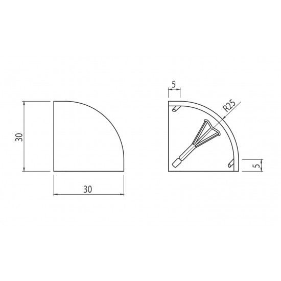 Zárókupak - R25-90° - PA - Fekete