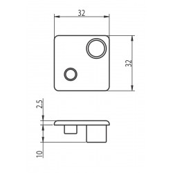 Zárókupak - 32x32-2N90 - Fekete