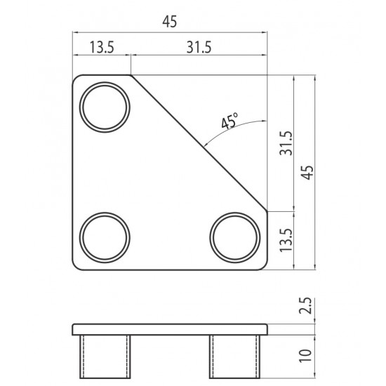 Zárókupak - 45x45-45 - Fekete