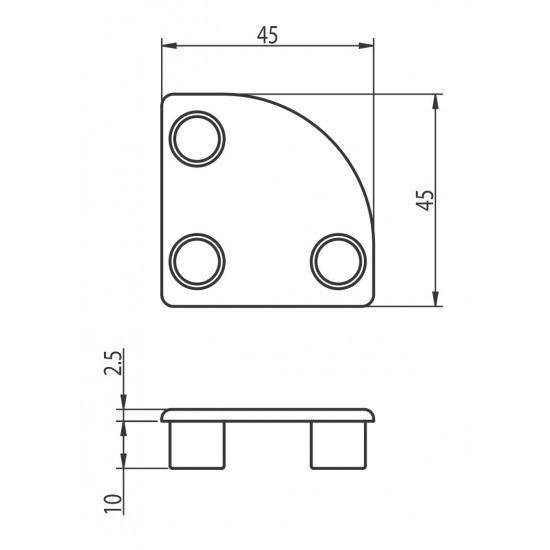 Zárókupak - 45x45-R90 - Fekete