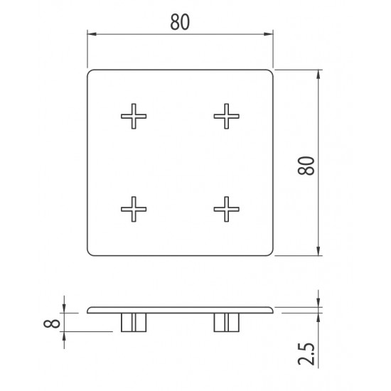 Zárókupak - 80x80 - Szürke - V2