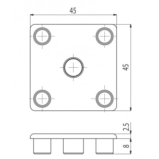 Zárókupak - 45x45 - Fekete -V2