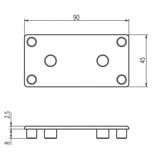 Zárókupak - 90x45 - Szürke -V2