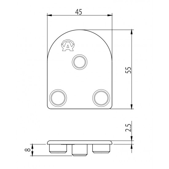 Zárókupak - 55x45-R180 - Fekete