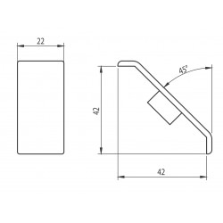 Zárókupak sarokelemhez - 40x25 - Szürke